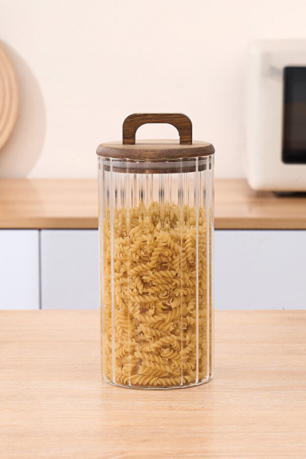 1250 ml Acacia Lid Glass Jar Storage Container Pinterest Design Food Grain Container