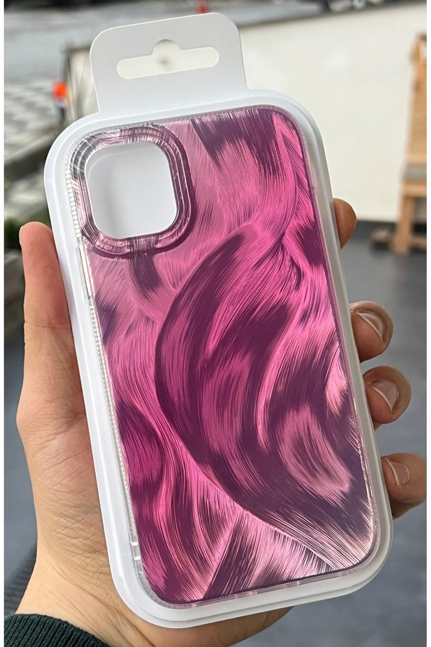 Compatible with iPhone 11 | Feather Pink Wave Pattern Phone Case – Shiny Textured, Shock-Absorbing Cover