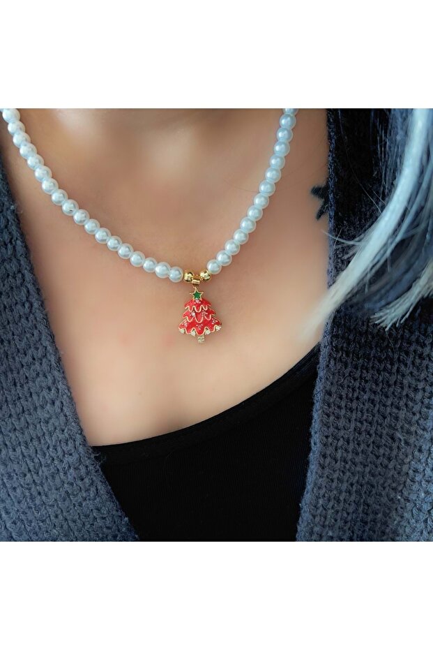Pearl Christmas Tree Necklace 43+5Cm-Gold Color Acr8367