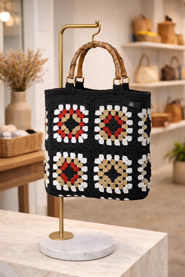 Hand Knitted Granny Patterned Women's Handbag