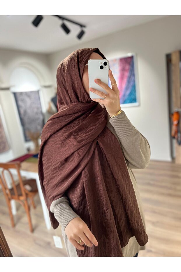 شال جاكار بنمط الموجة الإيطالية - بني