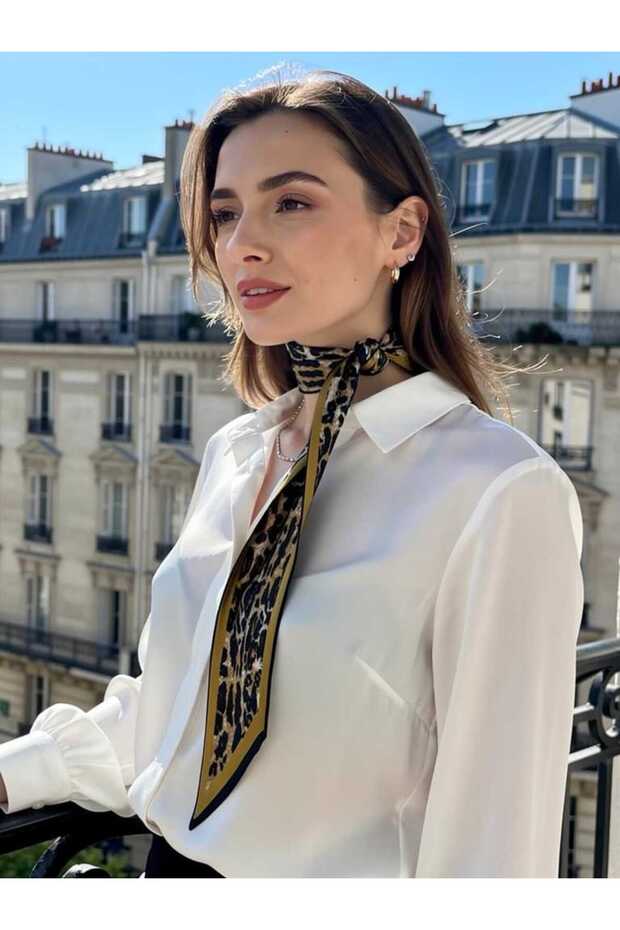 Women's Leopard Print Neck Scarf-Neck and Hair Accessory, Stylish Look, Suitable for Gift