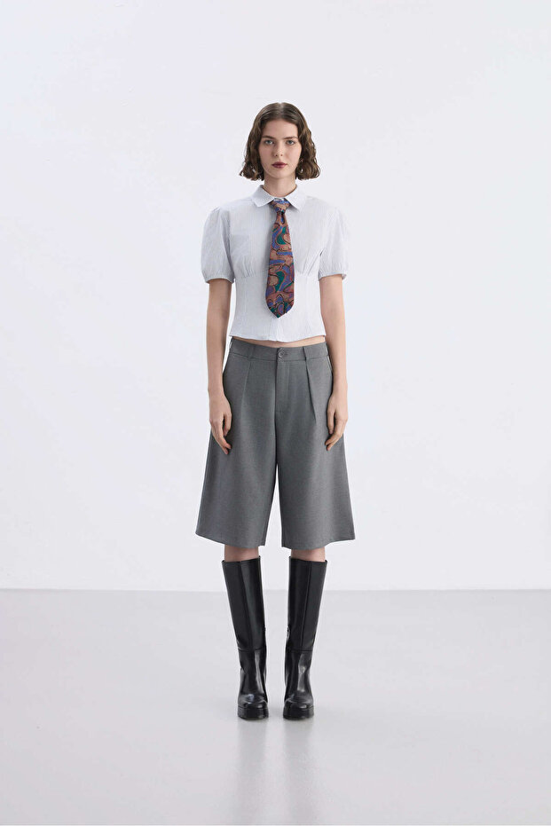 Gri Bermuda Şort - 1