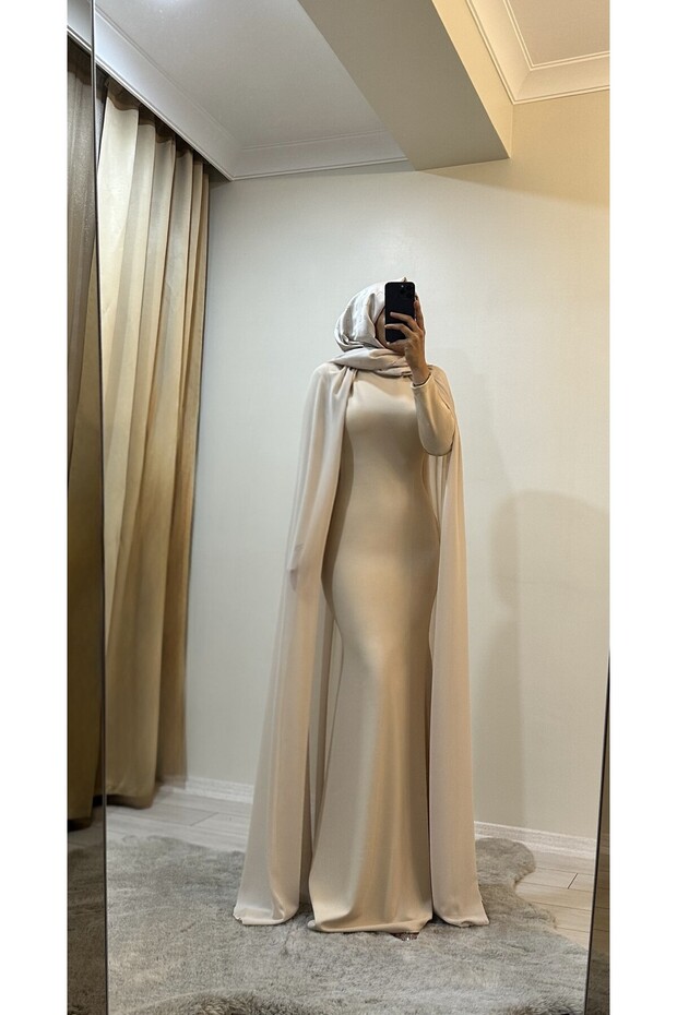Women's Hijab Evening Dress Cape Tailed Evening Dress