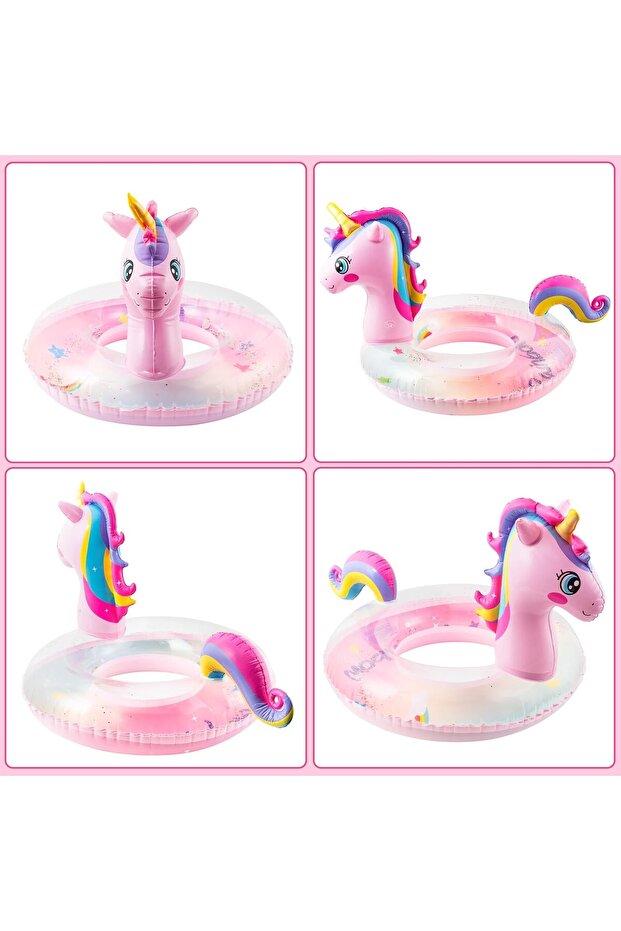 عوامة حمام سباحة على شكل وحيد القرن مزينة بالبريق - 6