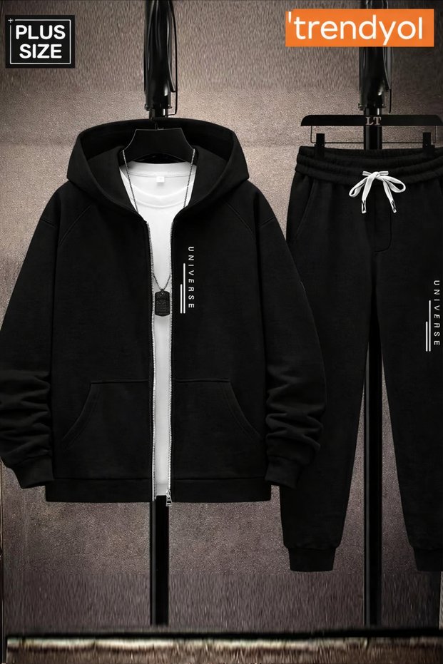Men's Hooded Relaxed Fit Casual Tracksuit Set