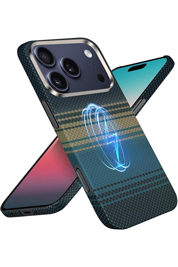 iPhone 17 Pro Max Case: Carbon Fiber Texture Magnetic Charging Compatible - Ultra Slim Lightweight S