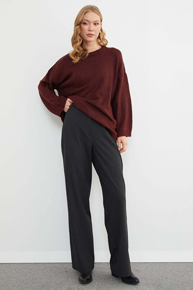 Basic Bisiklet Yaka Salaş Triko Kazak - 2