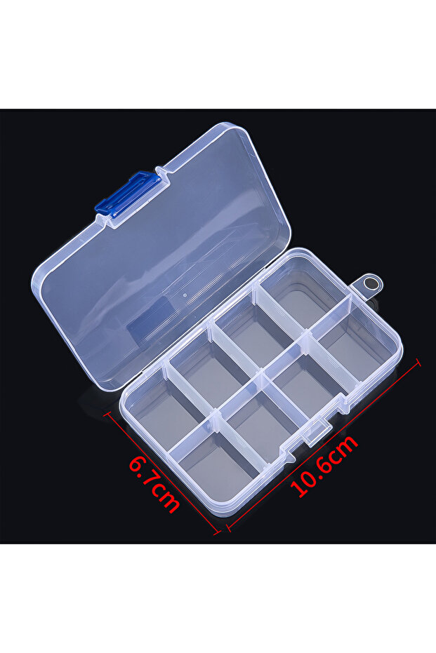 8grids 6.7x10.6CM 8/10 Grids Transparent Plastic Storage Jewelry Box Compartment Adjustable Portable