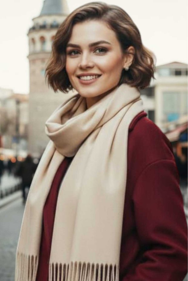 Women's Soft Textured Four Seasons Wearable Vegan Pashmina Shawl Scarf