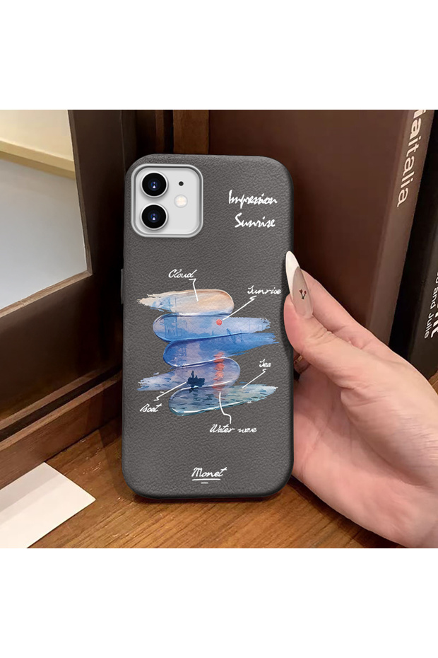 iPhone 12/12 Pro Compatible Gray Leather Textured Silicone Protects Camera Shock-Absorbing Case