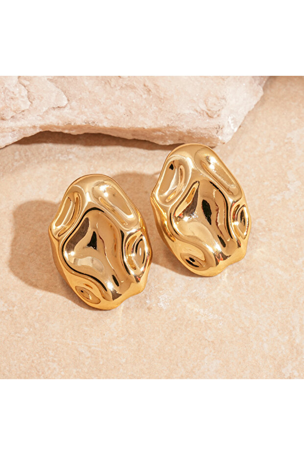 Style1 Gold Silver Color Irregular Pleated Oval Acrylic Stud Earrings for Women Men Punk Square Geom