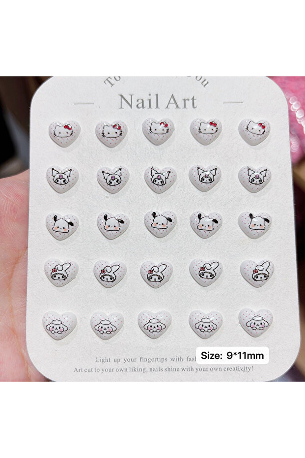 Mix-100Pcs 100Pcs/Pack New Hello Kitty 9*11mm Resin Nail Charms - Cute Heart Cartoon Nail Art