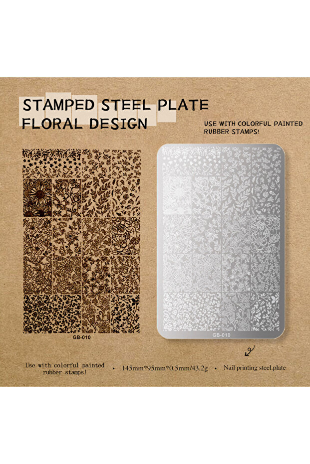 Floral Design Nail Stamping Plate Plants French Geometry Pattern Stamp Template Nail Image Plate Pri