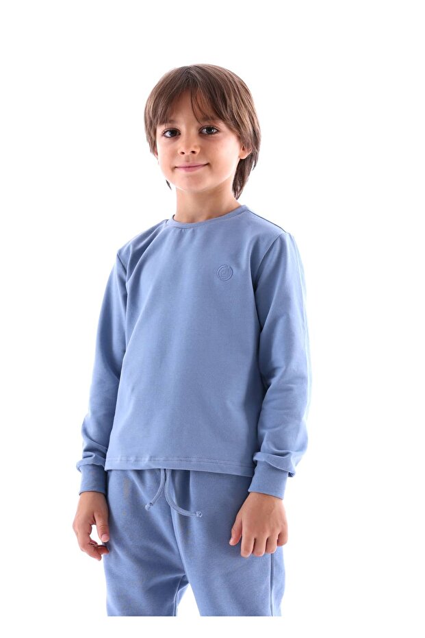 Organic Long Sleeve Blue Spring Boys' Sweatshirt
