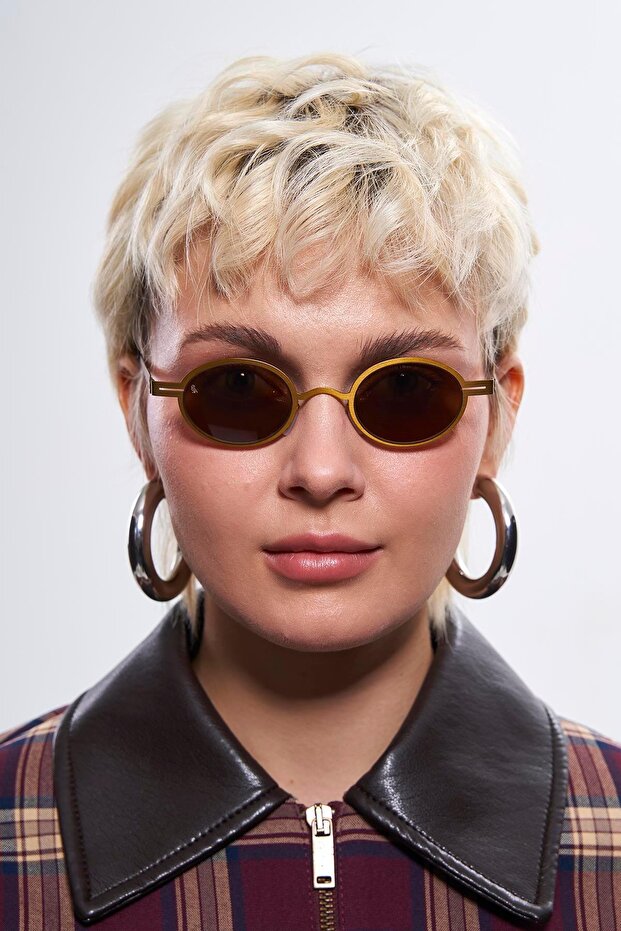 Orvyn Antique Gold Brown Sunglasses