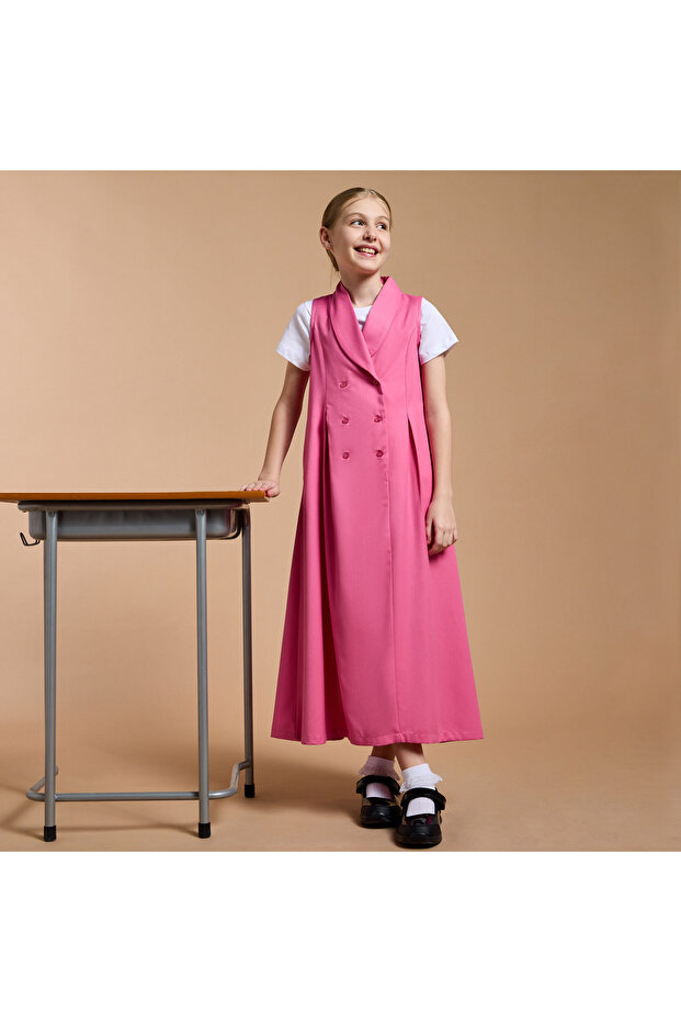 فستان بينافور سادة مع إغلاق بأزرار - 1