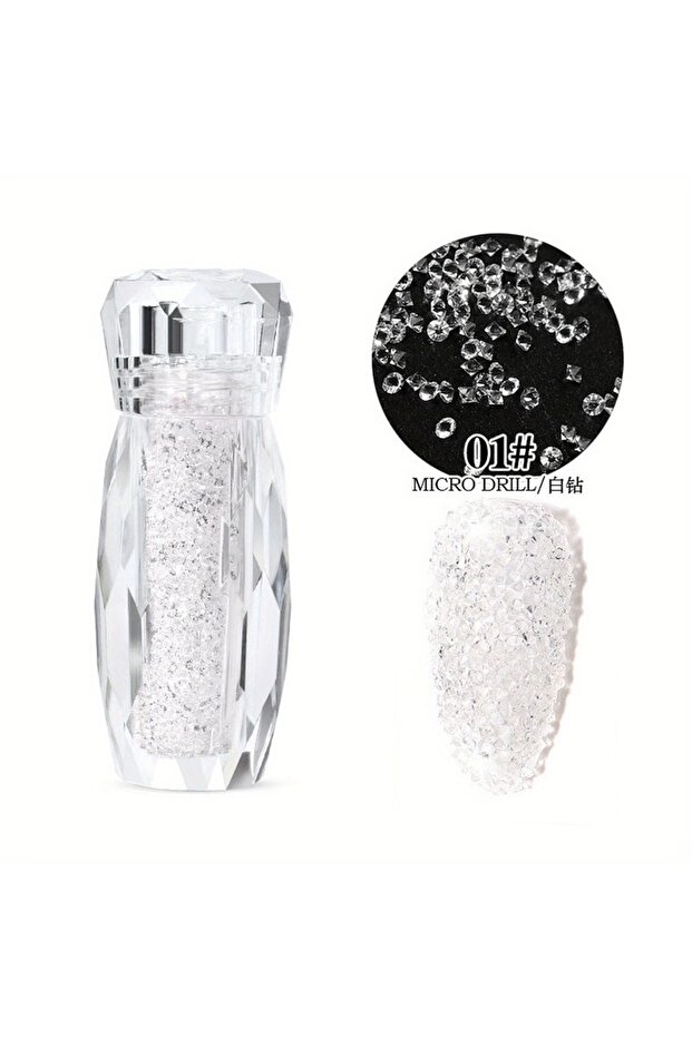 White-01 Sparkling Caviar Bead Rhinestones Set - 3D Nail Art Crystal Accessories - DIY Fairy-Tale Ma