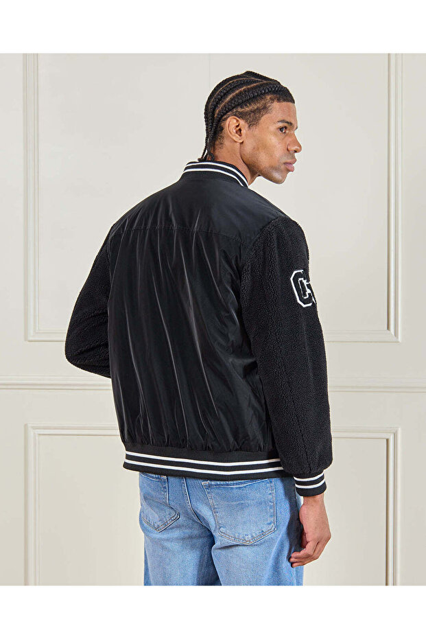 جاكيت بومبر رجالي باللون الأسود - 3