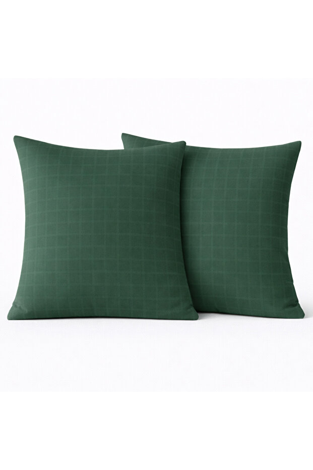Decorative Throw Pillow 100% Cotton 40X40 cm Checkered Satin Green (2 Pieces)
