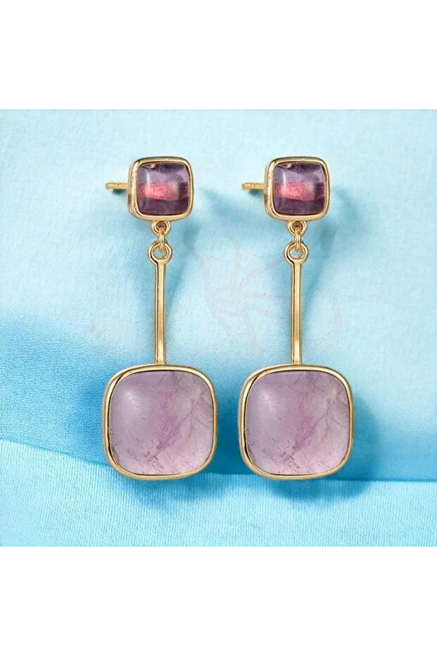 Long Earrings with Amethyst