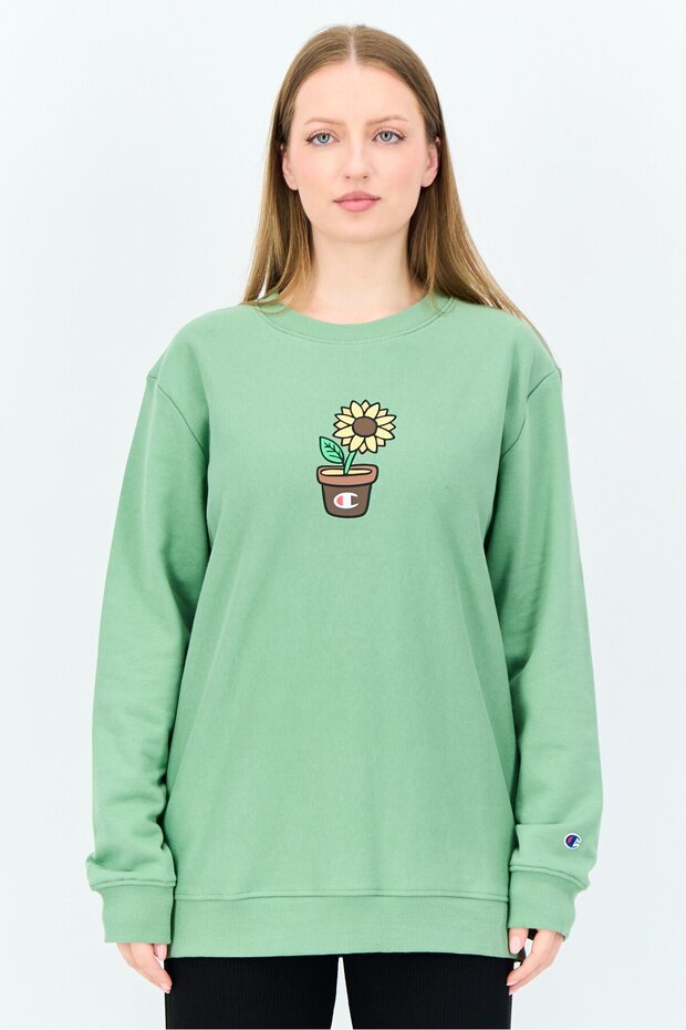 Women Sportswear Fit Long Sleeve Sweatshirt, Sage Green