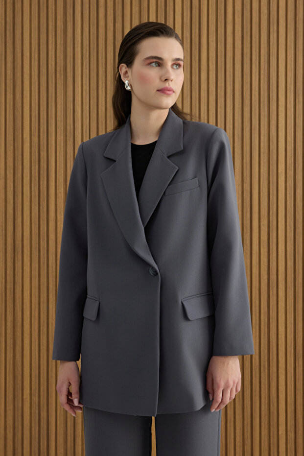 Antrasit Dokuma Ceket - 3