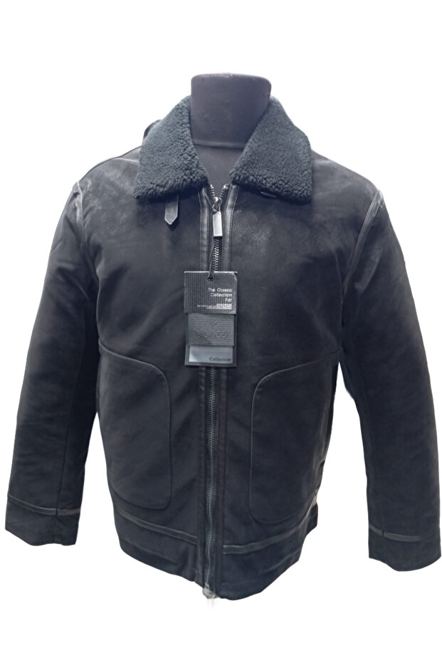 معطف فرو على الياقة - 1