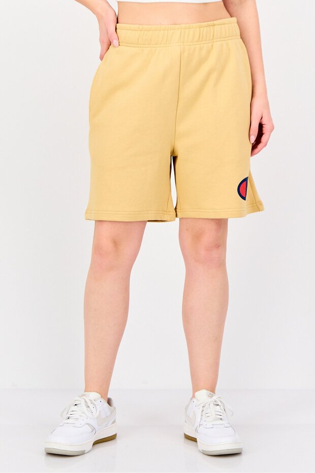 Women Sportswear Fit Embroidered Logo Outdoor Shorts, Tan