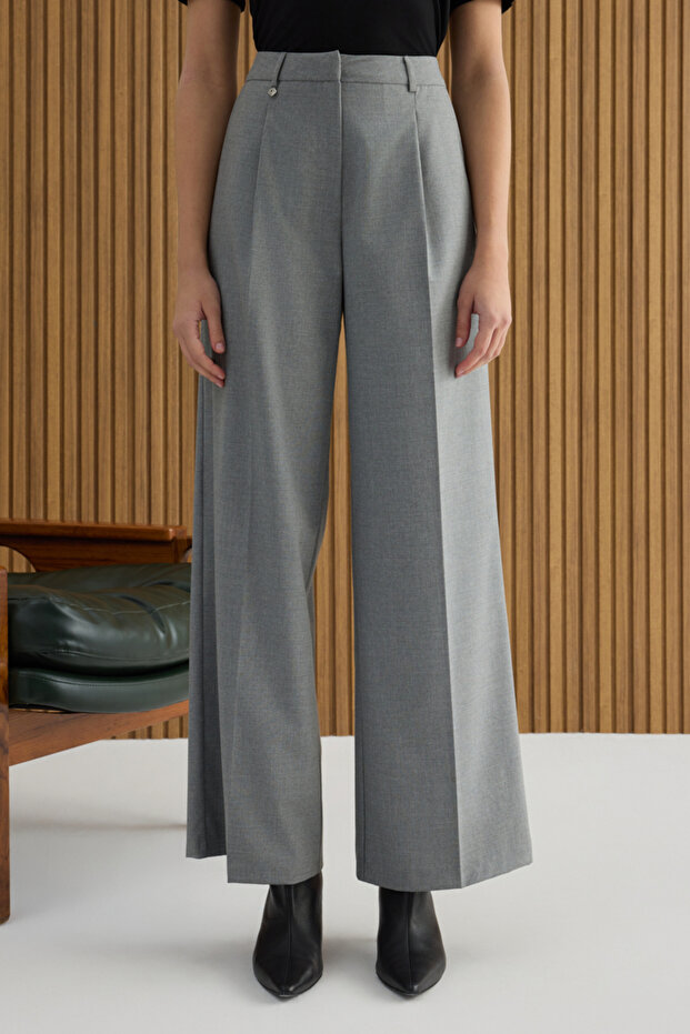 Gri Dokuma Pantolon - 2