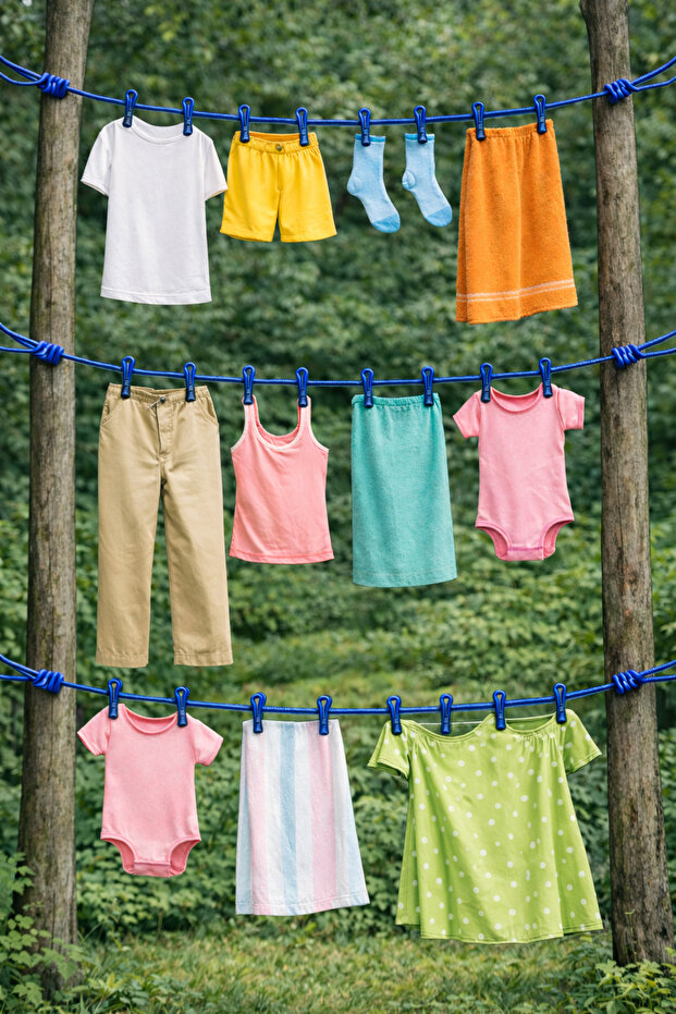 حبل غسيل محمول ذاتي القفل - تصميم قابل للطي وعملي وخفيف الوزن - 4