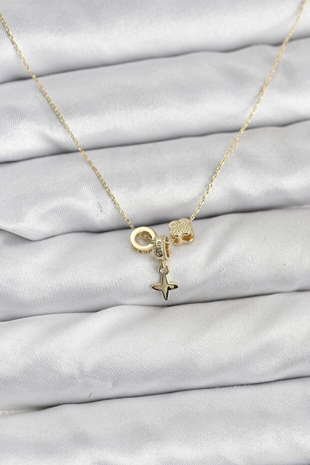 Gold Color Brass Minimal Charm Women's Necklace