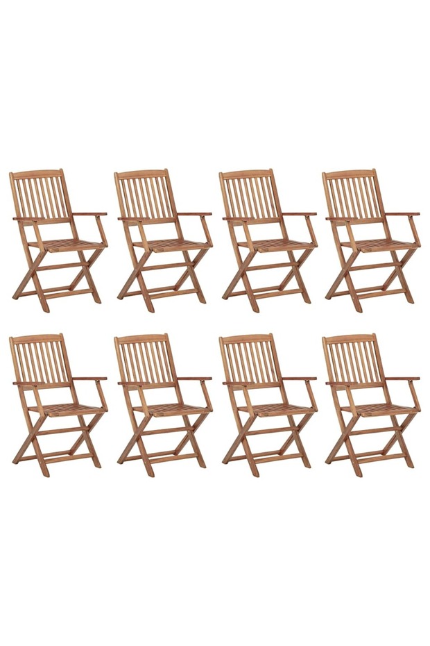 Folding Outdoor Chairs 8 pcs Solid Acacia Wood
