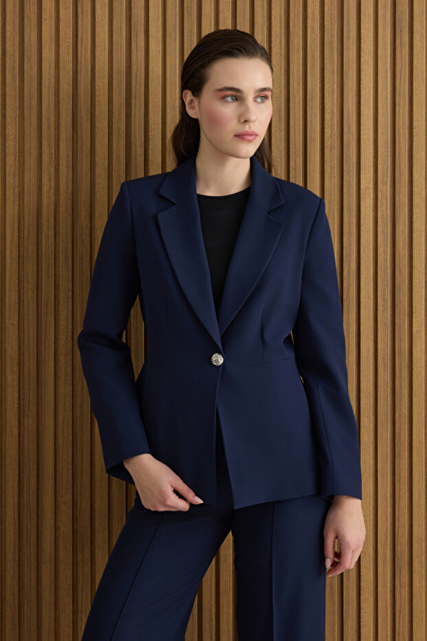 Lacivert Dokuma Ceket - 1