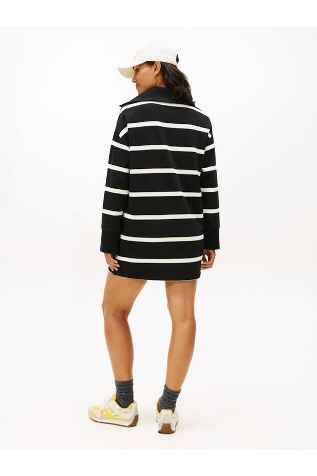 TH SCRIPT 1/2 ZIP TERRY DRESS - 5