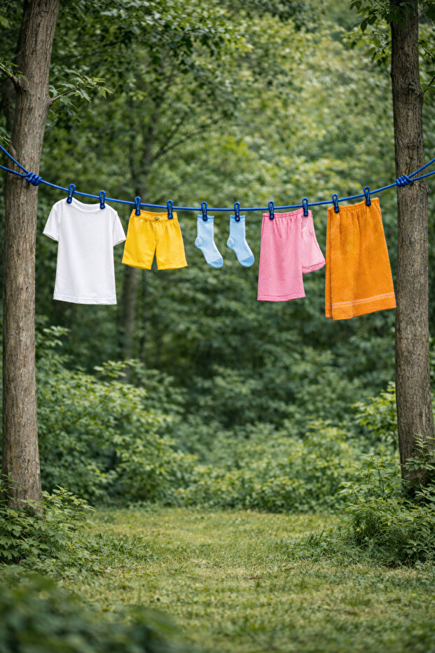 حبل غسيل محمول ذاتي القفل - تصميم قابل للطي وعملي وخفيف الوزن - 3