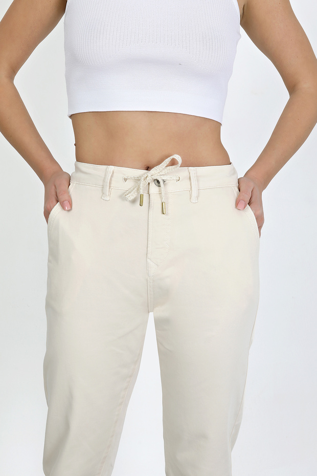 Kadın Kordonlu Örme Boyfriend Pantolon - 2