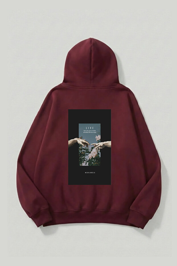 سويت شيرت بقلنسوة ذو نسيج ناعم للجنسين من Live مطبوع Design قصة فضفاضة 3 Thread