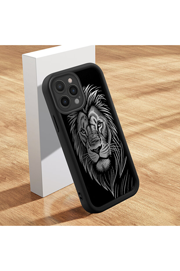 حافظة هاتف من السيليكون الناعم متوافقة مع هاتف iPhone 16 Pro Max مضادة للسقوط على شكل أسد