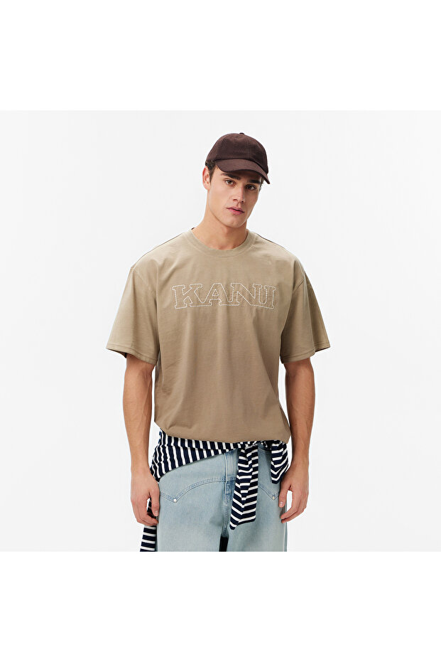 Retro Washed Denim Men's Brown T-Shirt