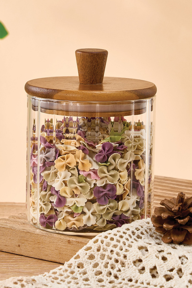 600 ml Acacia Lid Glass Jar Storage Container Pinterest Design Food Grain Container