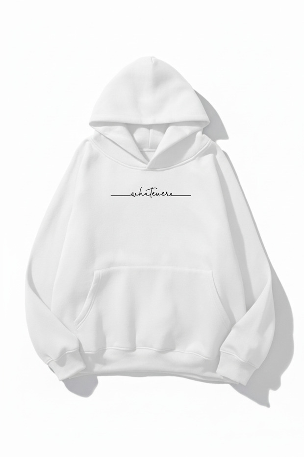 سويت شيرت هوديي ذو ملمس ناعم للجنسين من Whatever مطبوع Design قصة فضفاضة 3 Thread