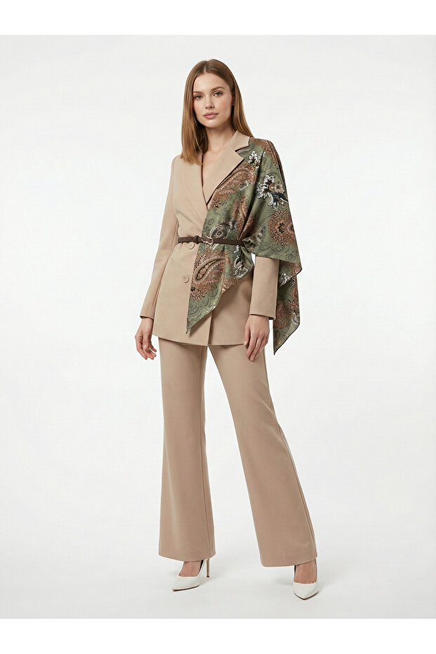 Krem Blazer Ceket - 1