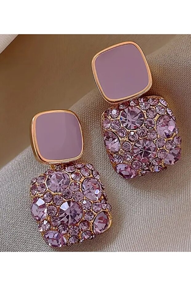 Lila Taşlı Kadın Küpe - 2