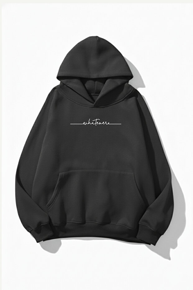 سويت شيرت هوديي ذو ملمس ناعم للجنسين من Whatever مطبوع Design قصة فضفاضة 3 Thread