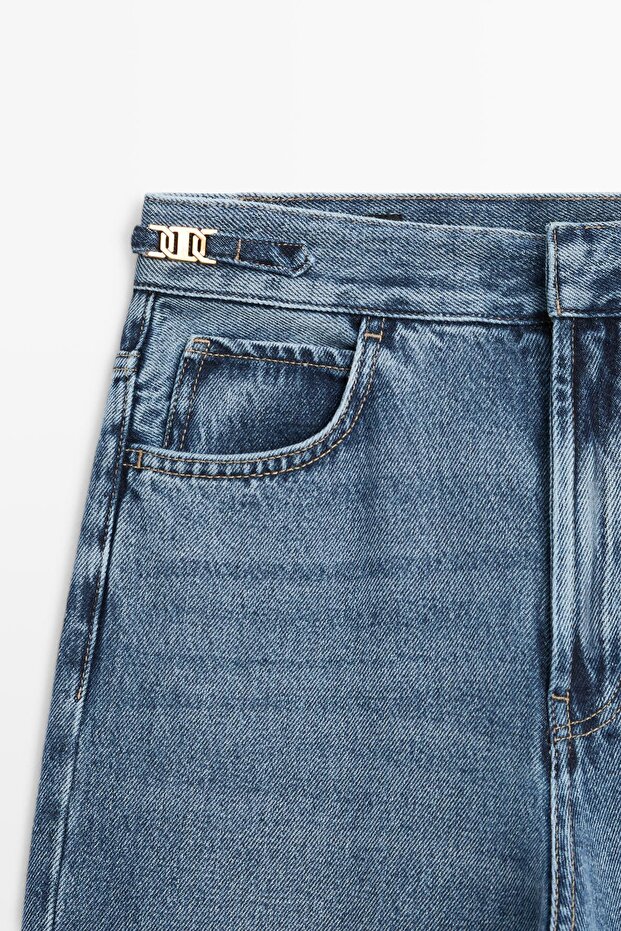 Orta bel İspanyol paça jean - 2