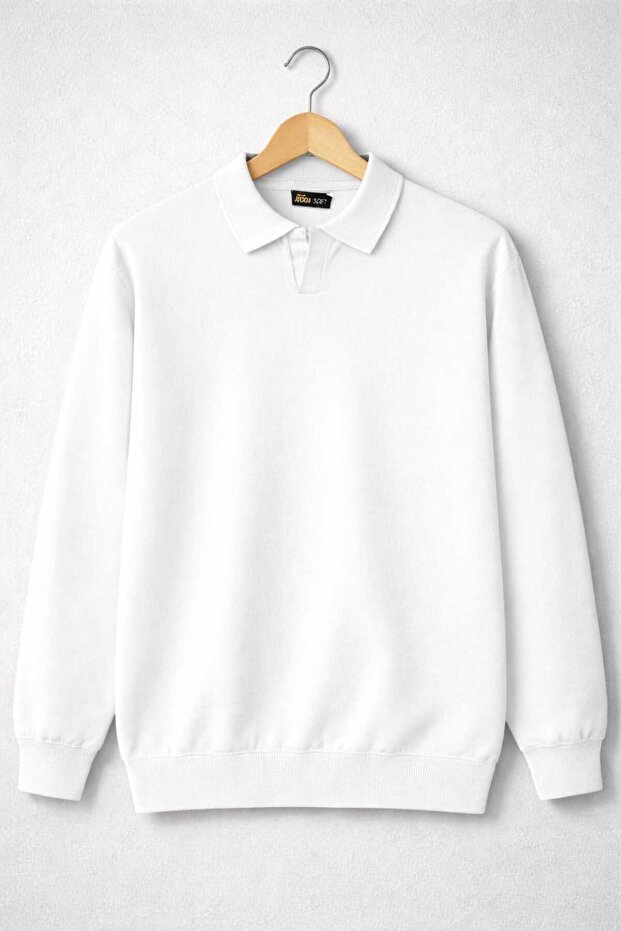Polo Open Collar Old Money Knitted First Quality Soft Long Sleeve Simple Men's Sweater