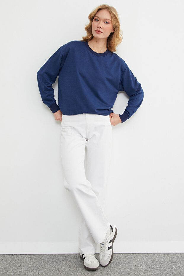 Basic Bisiklet Yaka Sweatshirt - 3