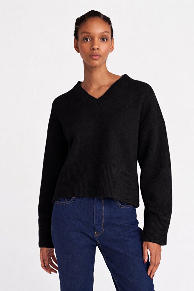V-Neck Wool Blend Knitwear Sweater