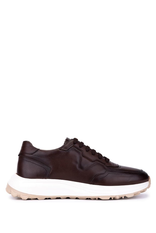 Men's Genuine Leather Brown Sneakers & Sports Shoes